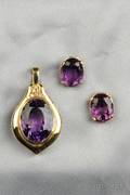 14kt Gold and Amethyst Pendant and Earrings