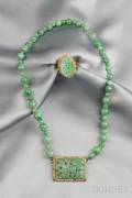 Two 14kt Gold and Jadeite Jewelry Items