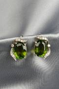 18kt White Gold Green Tourmaline and Diamond Earpendants