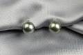 14kt White Gold Tahitian Pearl and Diamond Earclips