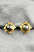 18kt Gold and Mabe Pearl Earclips Elizabeth Locke