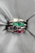 Set of Four Art Deco Platinum Gemset Acrostic Stacking Rings TB Starr