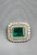 Art Deco Emerald and Diamond Brooch