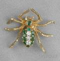 18kt Gold Emerald and Diamond Spider Brooch Cartier