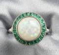 Platinum Opal and Emerald Ring