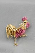 18kt Gold Ruby and Diamond Figural Brooch