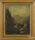Pair of oil on canvas mountain landscapes