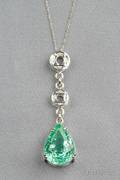 18kt White Gold Paraiba Tourmaline and Diamond Pendant