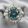 18kt White Gold Blue Zircon and Diamond Ring