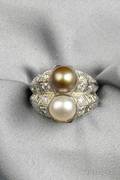 Platinum Natural Pearl and Diamond Ring