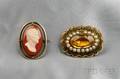 Two Antique Gold Gemset Brooches