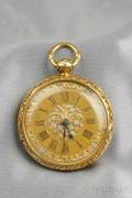 Antique 18kt Tricolor Gold Open Face Pocket Watch Samuel I Tobias  Co
