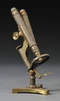 R  J Beck Brass Binocular Microscope