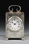 Silver Miniature French Table Clock