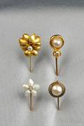 Four Art Nouveau Gold Stickpins