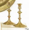 Pair of English Queen Anne brass candlesticks ca 1740