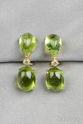 18kt Gold Peridot and Diamond Earpendants Donna Vock