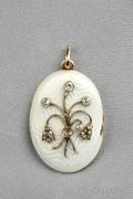 14kt Gold Enamel and Diamond Locket