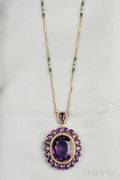 Antique Amethyst and Seed Pearl Pendant