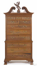 Frank Auspitz York Pennsylvania Chippendale style walnut threepart chest on chest