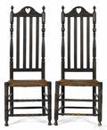 Pair of New Jersey or New York William  Mary banisterback chairs mid 18th c