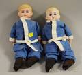 Twin American Schoolboy Bisque Shoulder Head Dolls