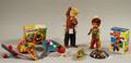 Six Mostly Lithographed Tin Windup Toys and Four Lithographed Tin Noisemakers