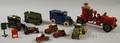 Eleven Painted Cast Iron Toy Vehicles and Accessories