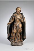 Polychrome Painted and Giltgesso Carved Wood Figure of a Saint