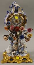Modern European Blue and White Porcelain Figural Clock
