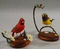 Two Robert and Virginia Warfield Carved and Painted Wood Birds