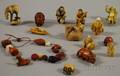 Thirteen Mostly Wood Ivory and Bone Netsuke