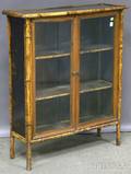Victorian Aesthetic Lacquerpaneled Bamboo and Glass Twodoor Cabinet