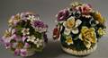 Two Capodimonte Porcelain Basketform Floral Arrangements
