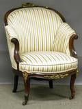 Louis XVstyle Upholstered Giltormolu Mounted Carved Walnut Slipper Chair