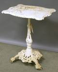 Whitepainted Late Victorian Cast Iron Serpentinetop Occasional Table