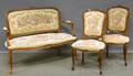 Threepiece Louis XVstyle Tapestrystyle Upholstered Carved Beechwood Parlor Set