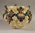 J Fischer Gilt and Enameldecorated Pierced Ceramic Jardiniere
