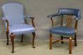 Pair of Southwood Queen Annestyle Upholstered Carved Mahogany Armchairs and a Set of Three KittingerWilliamsburg Restoration Chippend