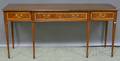 Pair of Wellington Hall Georgianstyle Inlaid Mahogany Console Tables