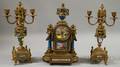 Sevresstyle Porcelain and Giltmetal Clock Garniture