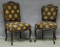Two Rococo Revival Upholstered Carved Rosewood Parlor Chairs