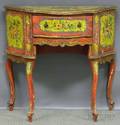 Venetian Rococostyle Polychromepainted Floraldecorated Wood Side Table with Drawer
