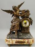 French Patinated Metal Statuary Clock