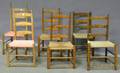 Six Assorted Shakertype Wooden Slatback Side Chairs