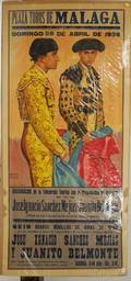 J Garcia Moya Lithograph Plaza Toros De Malaga Bullfighting Poster