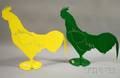 Two Cucumberlabs Painted Sheet Metal Rooster Sculptures