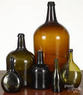 Six blown bottles