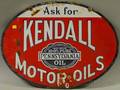 Kendall Motor Oils Oval Enameled Metal Doublesided Advertising Sign
