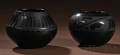Two San Ildefonso BlackonBlack Pottery Bowls